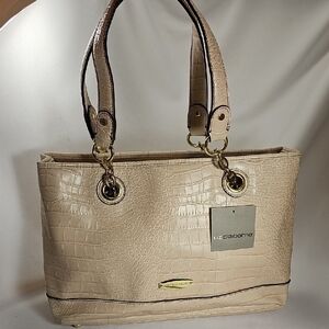 Liz Claiborne Cream Croc-Embossed Tote